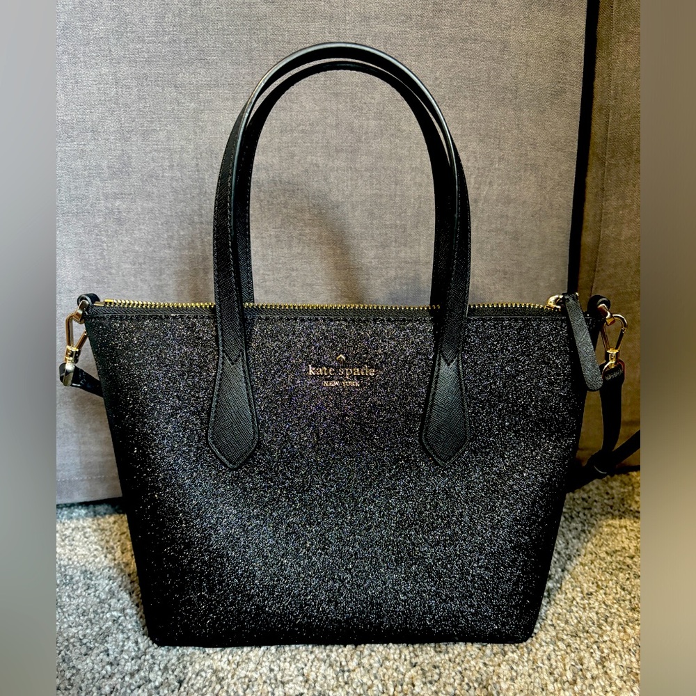 Kate Spade New York Glitter Joeley Small Satchel (Black)